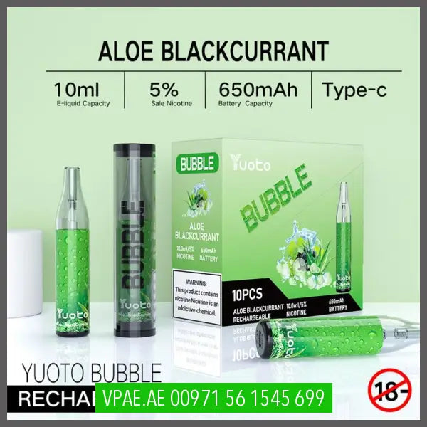Aloe Blackcurrant Yuoto Bubble Disposable Vape Kit 4000 Puffs Rechargeable OV Store Arab Emirates yuoto