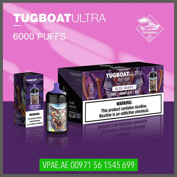Aloe Grape Tugboat Ultra 6000Puffs Disposable OV Store Arab Emirates Tugboat