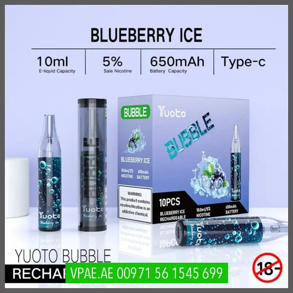 Blueberry Ice Yuoto Bubble Disposable Vape Kit 4000 Puffs Rechargeable OV Store Arab Emirates yuoto