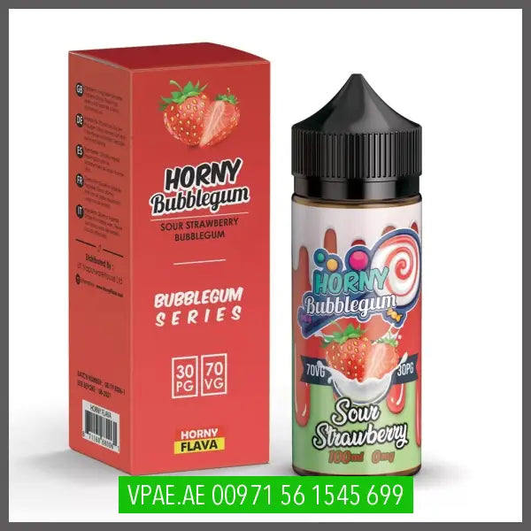 Horny Bubblegum sour strawberry 100ML OV Store Arab Emirates Horny