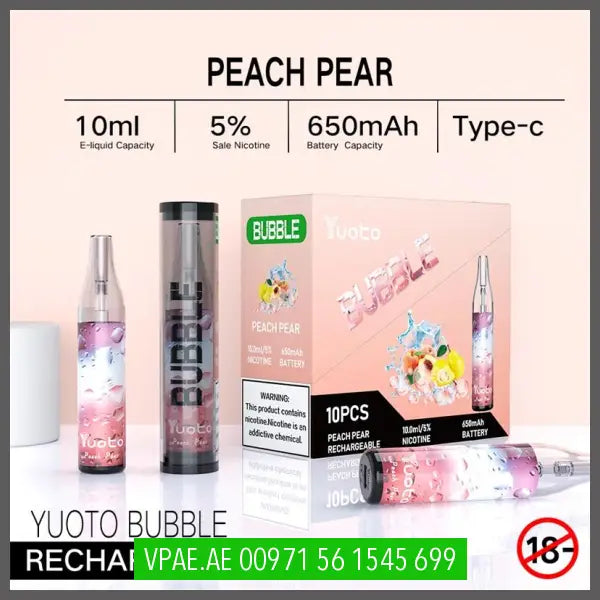 Peach Pear Yuoto Bubble Disposable Vape Kit 4000 Puffs Rechargeable OV Store Arab Emirates yuoto